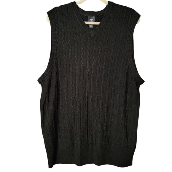 Dockers Mens Black Sleeveless Cable Knit V-Neck Sweater Large - Picture 1 of 7